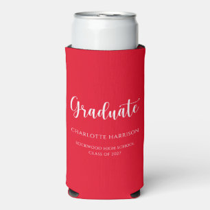 Casual Script Simple Graduation Party  Seltzer Can Cooler