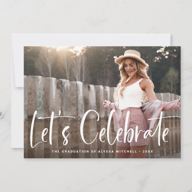 Casual Script | Two Photo Graduation Party Invitation (Front)