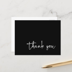 Casual Script Typography Black Thank You Postcard