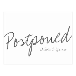 Casual Script | White Gray Postponed Wedding Postcard