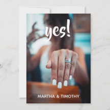 Casual Script Yes! Photo Engagement Announcement