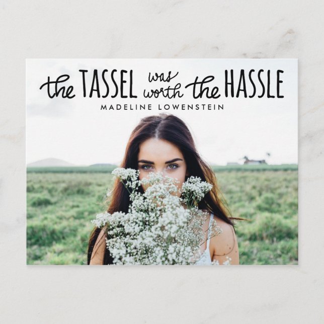 Casual Simple Cute Typography Graduate Photo Invitation Postcard (Front)