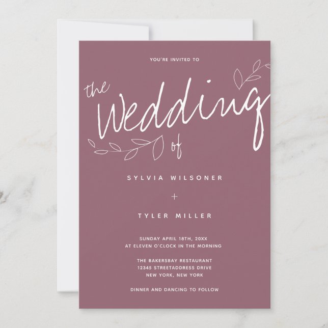 Casual Simple Modern Mauve Typography Invitation (Front)