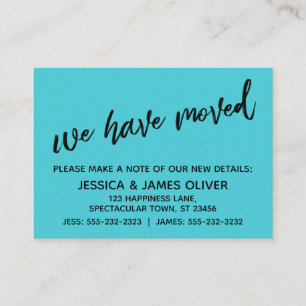 Casual, Simple Turquoise We've Moved Handout Card