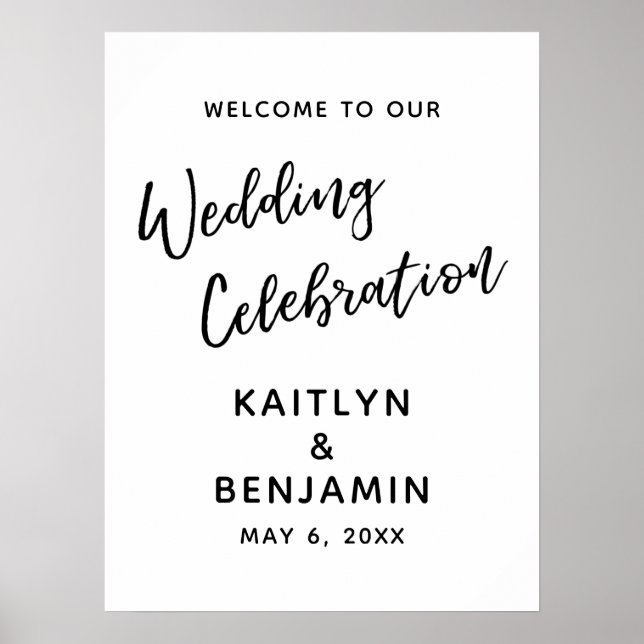 Casual, Simple Wedding Celebration Welcome Sign (Front)