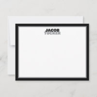 Casual Stacked Name Black & Grey Border Stationery