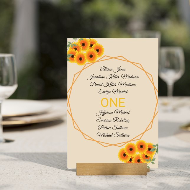 Casual Sunflower Wedding Table Number (Creator Uploaded)