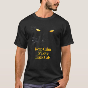 Casual Trending Graphic Yellow Eyes Black Cat T-Shirt