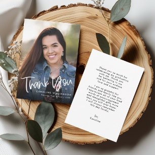 Casual Trendy Handwritten Script Graduation Photo  Thank You Card
