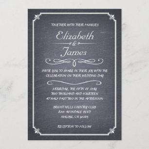 Casual Vintage Chalkboard Wedding Invitations