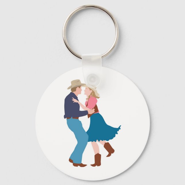 Casual Western Wedding Reception Keychain (Front)