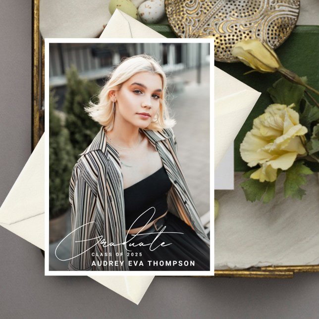 Casual Writing Graduate 2 Photo Invitation (Creator Uploaded)