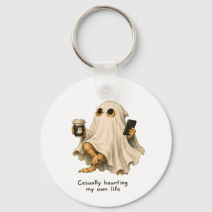 Casually Haunting My Own Life Bearded Dragon Art Keychain