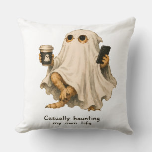 Casually Haunting My Own Life Bearded Dragon Art Throw Pillow
