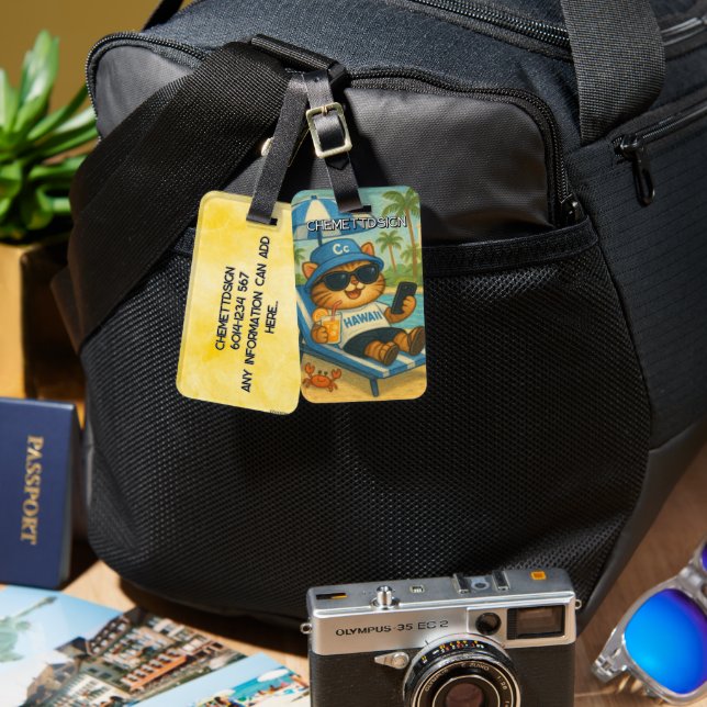 Cat 03 Kids Luggage Tag (Front & Back)