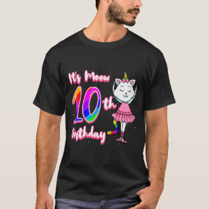 Cat 10th birthday party hat ballerina fur animal T-Shirt