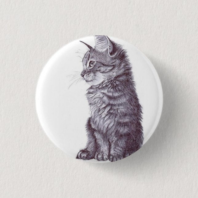 Cat 1 Inch Round Button (Front)