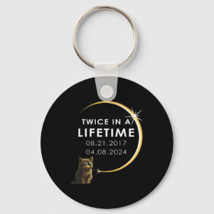 Cat 2024 Total Solar Eclipse Twice In A Lifetime  Keychain