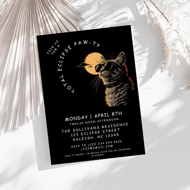 Cat 2024 Total Solar Eclipse Viewing Party  Invitation (Creator Uploaded)