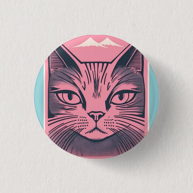 cat 2 retro 1 inch round button (Front)