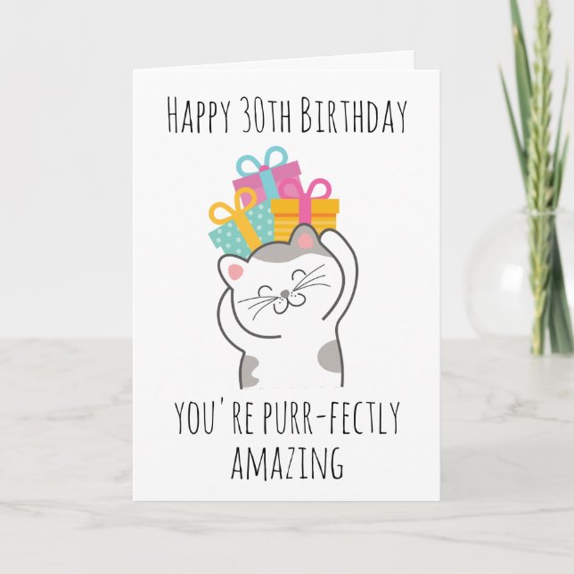 cat 30th birthday card (Front)