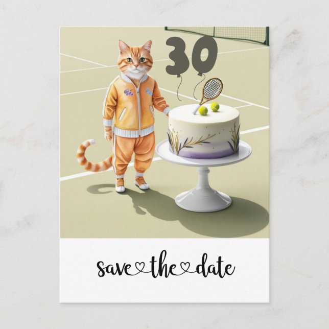 Cat 30th Birthday Party  Invitation Postcard (Front)