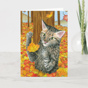 Cat 440 fall autumn Greeting Card