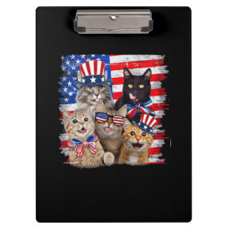 Cat 4th Of July Freedom American Flag Sunglasses Clipboard