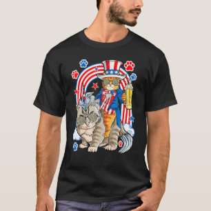 Cat 4th Of July Glasses And Unicorn Meowica With D T-Shirt