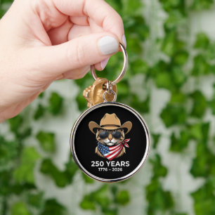 Cat 4Th Of July Keychain