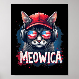 Cat 4th Of July Meowica Girls Boys American Flag S Poster