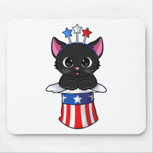 Cat 4th Of July Meowica Kitten American Patriotic Mouse Pad