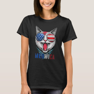 Cat 4th Of July Meowica Meowrica Usa American Flag T-Shirt