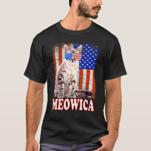 Cat 4th Of July Meowica Merica Usa American Flag M T-Shirt
