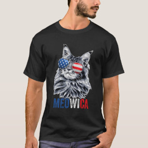 Cat 4Th Of July Meowica Sunglasses American Flag T-Shirt