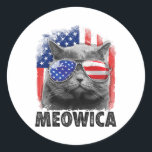 Cat 4th Of July Shirts Meowica Merica Men Usa Amer Classic Round Sticker<br><div class="desc">Cat 4th Of July Shirts Meowica Merica Men Usa American Flag</div>