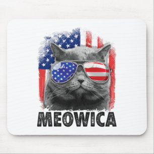Cat 4th Of July Shirts Meowica Merica Men Usa Amer Mouse Pad
