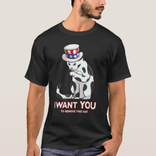 Cat 4th Of July Uncle Sam Hat Usa  Cat T-Shirt