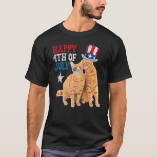 Cat 4th of July USA Flag Family Matching Couples F T-Shirt