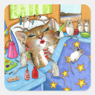 Cat 508 square sticker