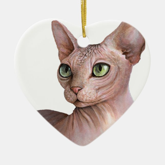 Cat 578 Sphynx white background Ceramic Ornament (Front)