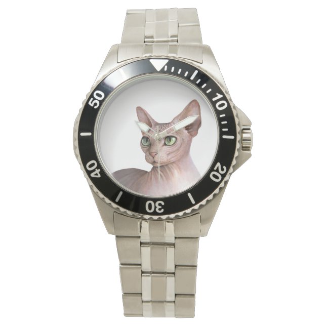 Cat 578 Sphynx white background Watch (Front)