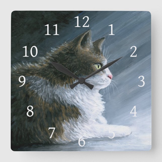 Cat 594 square wall clock (Front)