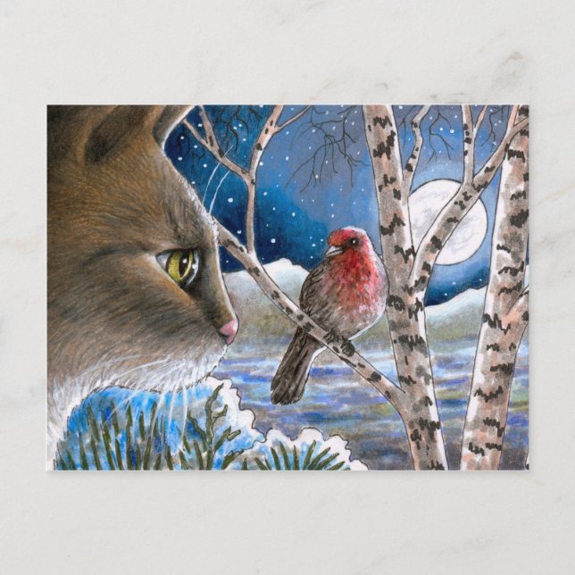 Cat 600 bird postcard (Front)