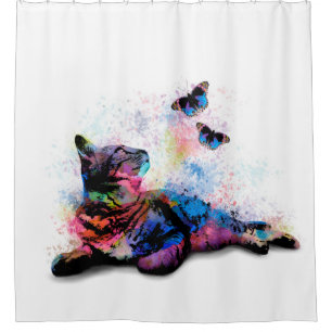 Cat 614 pink blue butterfly