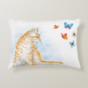 Cat 616 butterfly decorative pillow