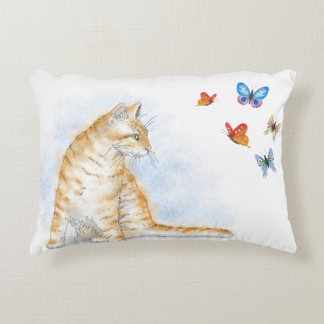 Cat 616 butterfly decorative pillow (Front)
