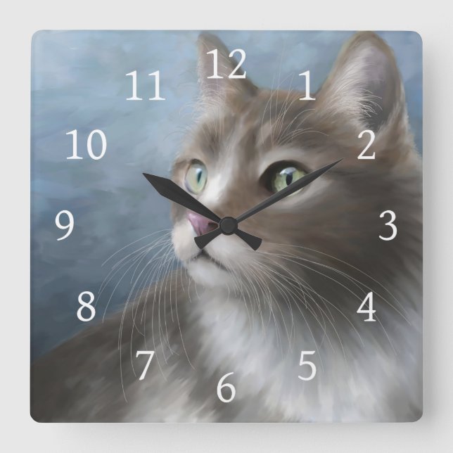 Cat 682 square wall clock (Front)