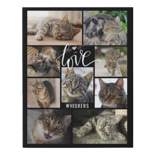 Cat 9 Photo Collage LOVE Name Faux Canvas Print