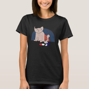 Cat A Little Worried About Taking Medicine Vintage T-Shirt
